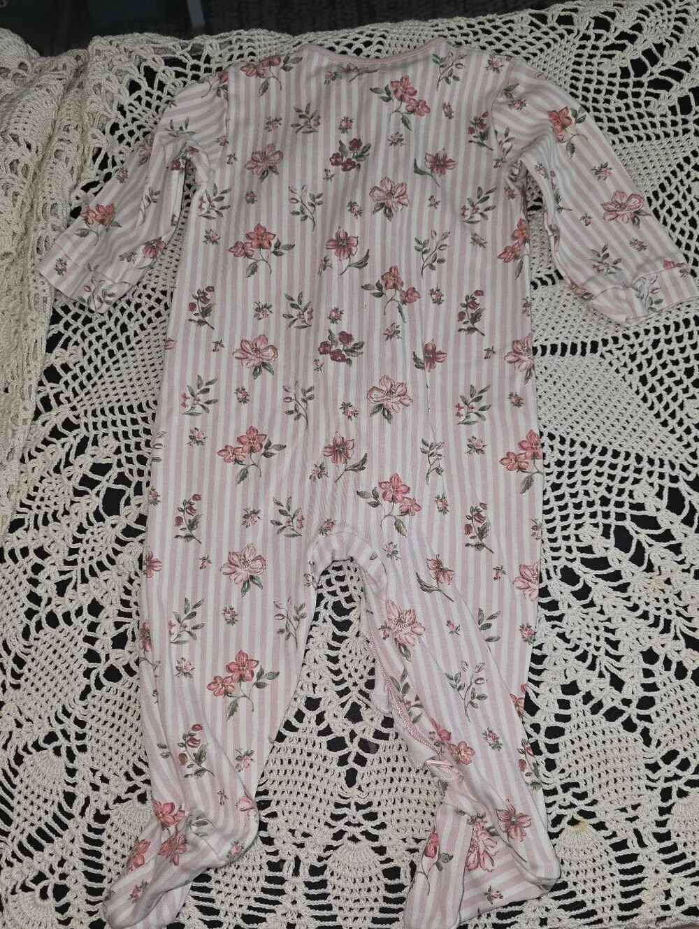 Next Baby Pink Floral Two Zip Sleep Suits 6-9 Mo, 2 Pack, Footed